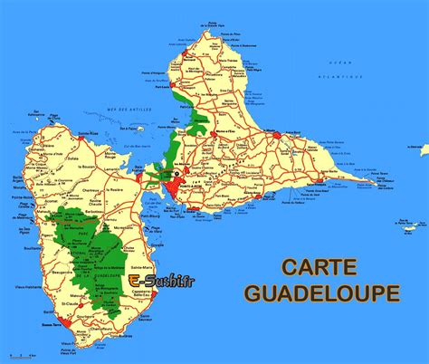 Carte de Guadeloupe - Ile Ouest et Est - Arts et Voyages