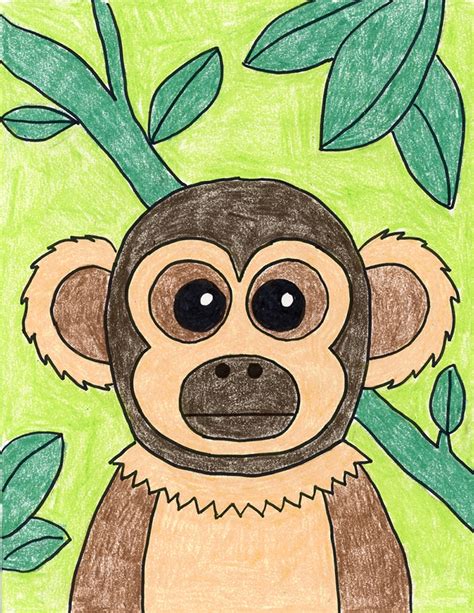 Easy How to Draw a Squirrel Monkey Tutorial and Monkey Coloring Page