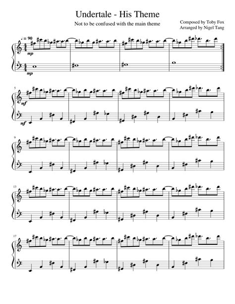 Undertale - His Theme Sheet music for Piano (Solo) | Musescore.com