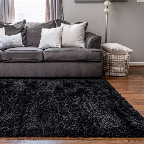 Infinity Collection Solid Shag Area Rug by Rugs.com ‚Äì Black 9' x 12 ...