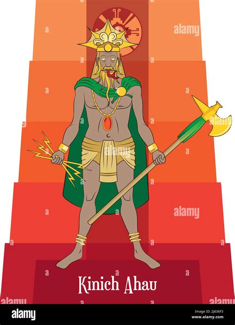 Illustration vector isolated of Mayan god mythology, Kinich Ahau Stock ...