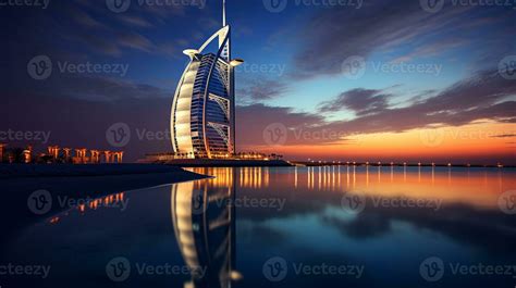 Night view of Burj Al Arab. Generative AI 32975581 Stock Photo at Vecteezy