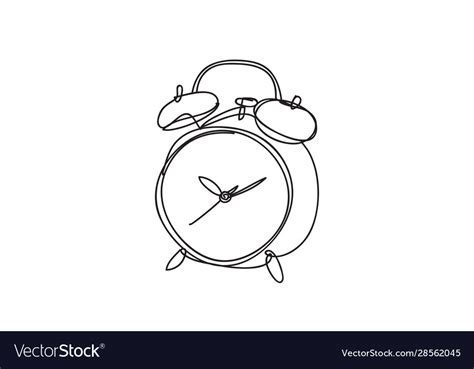 Alarm clock line drawing style design Royalty Free Vector