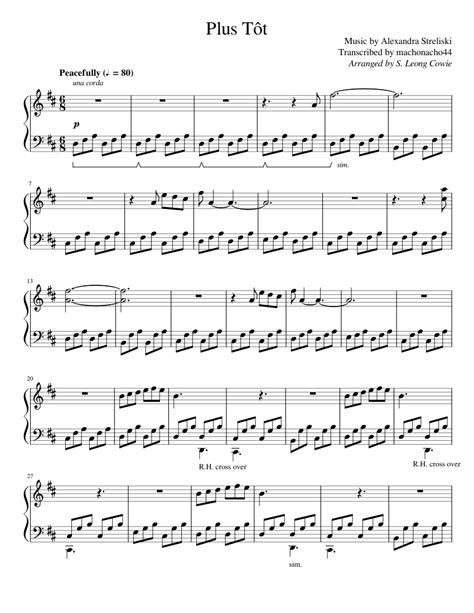 Plus Tôt - Alexandra Streliski Sheet music for Piano (Solo) | Musescore.com