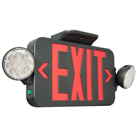 Red LED Exit Emergency Light Combo Black Housing