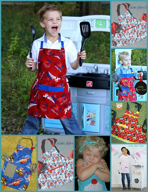 Kids Durable Cooking Apron by Needles Knots n Bows