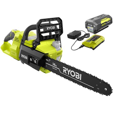 RYOBI 14 in. 40-Volt Brushless Lithium-Ion Cordless Chainsaw, 4 Ah ...