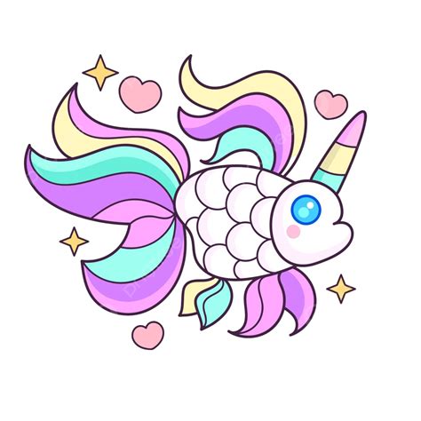 Rainbow Horned Unicorn Fish Silhouette Sticker Fantasy Animal Emblem ...