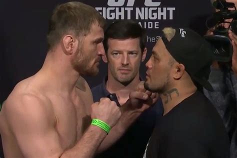 Stipe Miocic vs. Mark Hunt staredown pic, video from UFC Fight Night 65 ...