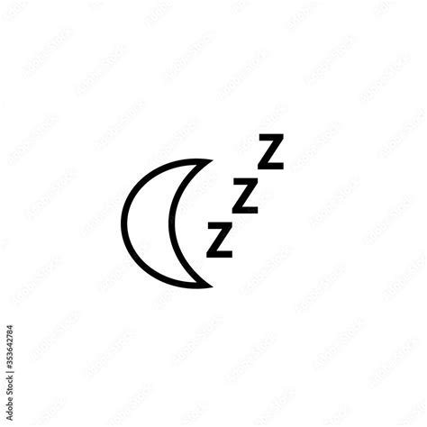 Sleep symbol. Moon with ZZZ outline icon. Clipart image isolated on ...