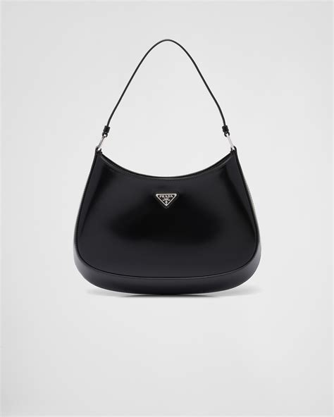 Black Prada Cleo brushed leather shoulder bag | Prada