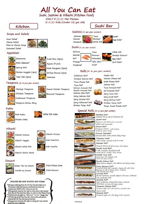 All-You-Can-Eat Sushi Orlando Menu – A-Aki Sushi & Steakhouse Florida Mall