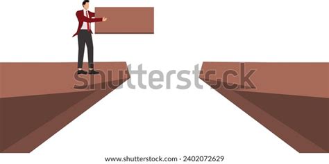 Businessman Bridging Gap Bridge Built Structure Stock Vector (Royalty ...