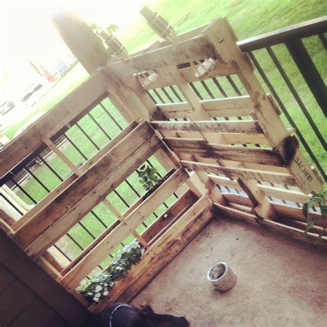 My DIY Corner Patio Pallet Garden :) | Diy patio, Pallet garden, Patio ...