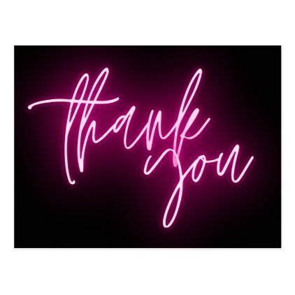 Pink Neon Thank You Sign Trendy Postcard | Zazzle.com in 2021 | Neon ...