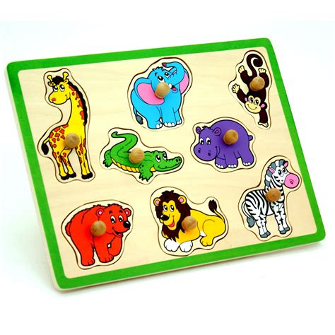 Wooden Wild Animals Chunky Peg Puzzle - Wrap Your Love