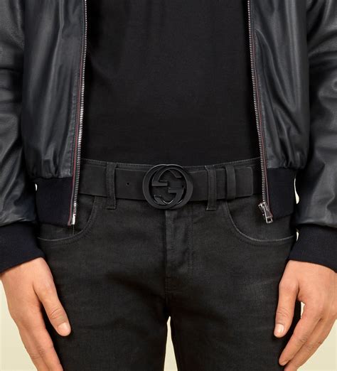 Gucci Black Suede Belt With Interlocking G Buckle in Black for Men | Lyst