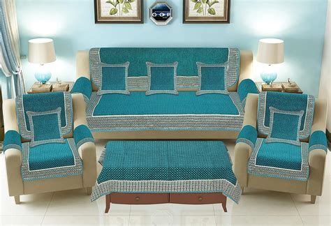 Jayvaam Sofa Cover with Cushion Cover and Table Cover - 3 Seater and 2 ...