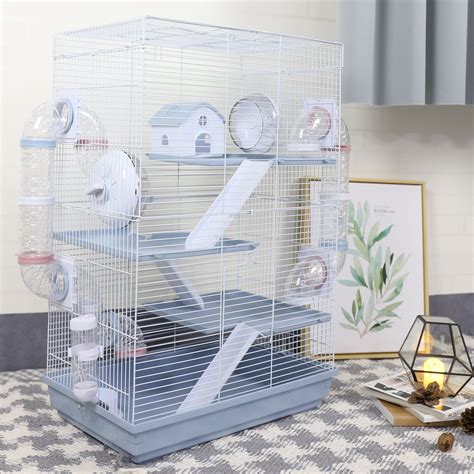 4 Level Hamster Cage Pet Mice Mouse Rat Cage Gerbil Play House Feeder ...