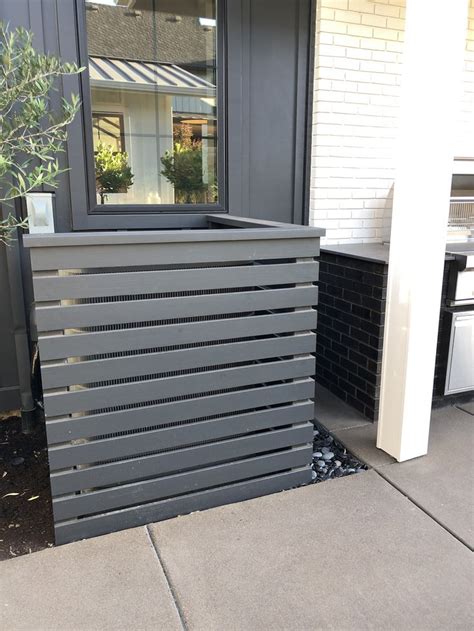 Modern sleek HVAC cover ~ Gray slat design | Yard remodel, Air ...