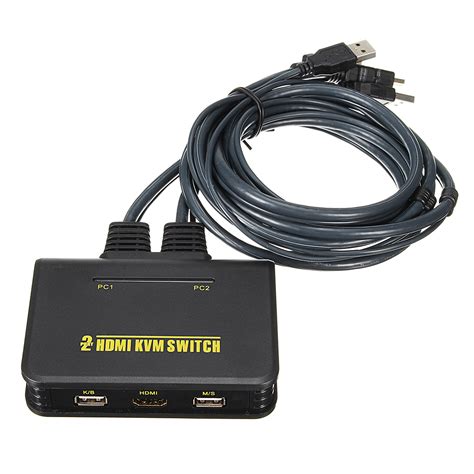 Dual-Port USB 2.0 HDMI KVM Switch Monitor Keyboard Mouse Switcher With ...