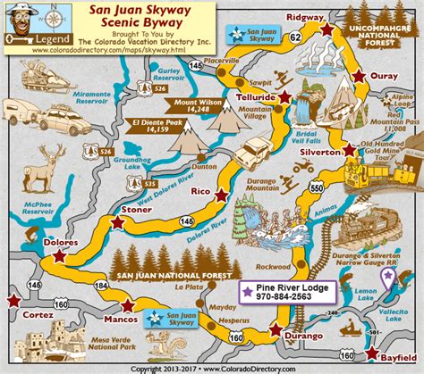 San Juan Skyway Scenic Byway Map | Colorado Vacation Directory