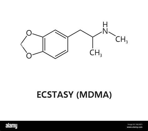 Organic drug molecule structure, synthetic ecstasy MDMA formula ...