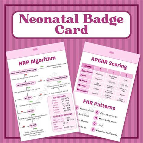 Neonatal, NRP, Fetal Monitoring Badge Card for Nurses and Students pink ...