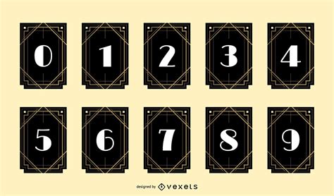 Art Deco Number Banner Design Pack Vector Download