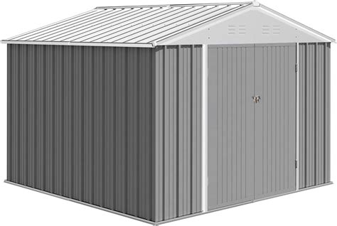 Amazon.com : Zstar 8x8 FT Metal Outdoor Storage Shed, Steel Utility ...