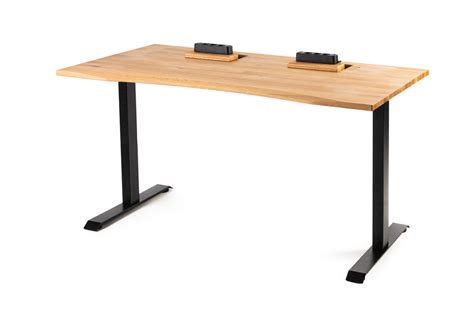 Oak standing desk with cable management unit | ErgoHide