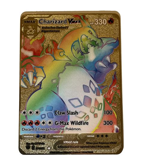 Buy LIUHYLG Charizard VMAX Metal Card - Collector's Rare Shiny Rainbow ...