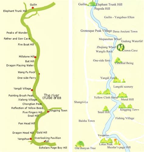 Li River Map, Guilin Li River Map, China Tour Map Resources