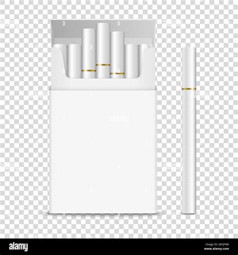 Vector Realistic Opened Clear Blank Cigarette Pack Box and Cigarette ...