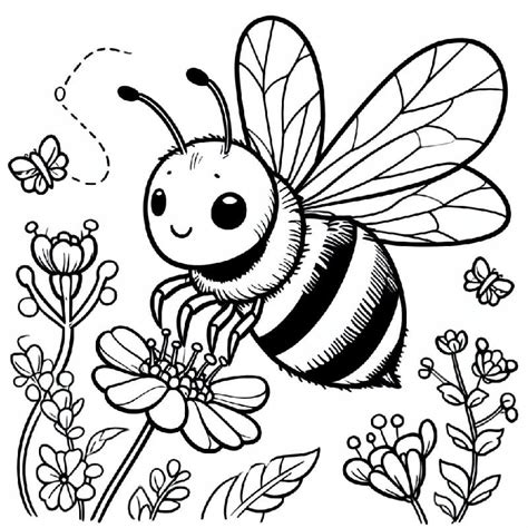 A Cute Bumble Bee coloring page - Download, Print or Color Online for Free