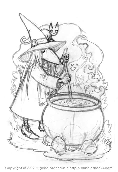 Illustrations: Witch with cauldron