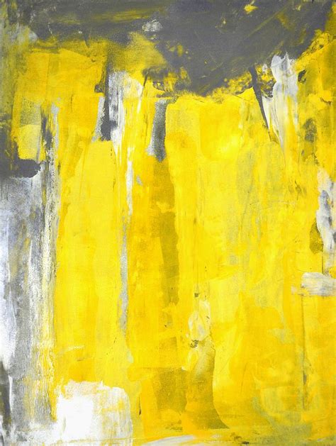 Fifth - Grey and Yellow Abstract Art Painting Painting by CarolLynn ...