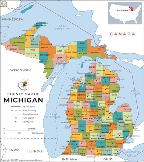 Amazon.com : Michigan County Map - Laminated (36" W x 40.5" H) : Office ...