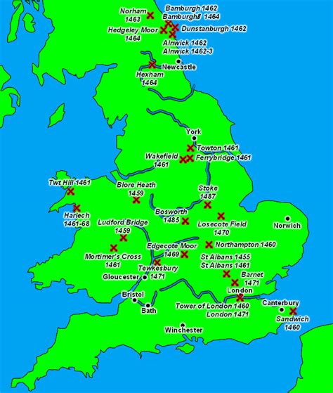 Maps of the Battles of the Wars of the Roses