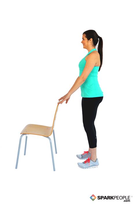 Calf Raises with Chair Exercise Demonstration | SparkPeople