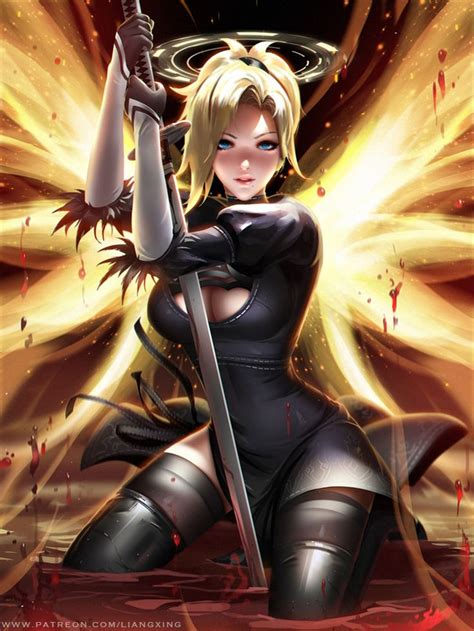 2B Mercy | Liangxing on Patreon | Mercy overwatch, Overwatch fan art ...