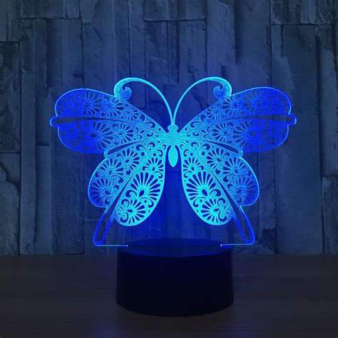 3D Night Light Animal Butterfly Changeable Mood Lamp LED 7 Color ...