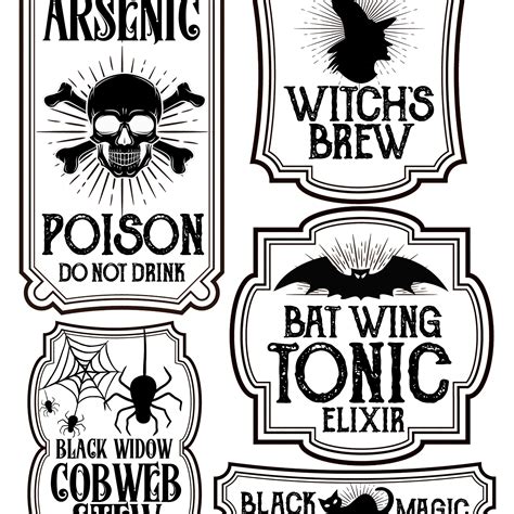 Apothecary Labels Witch Scrapbook Embellishments DIY Halloween Potion ...