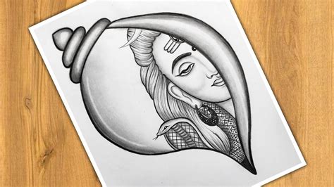 How To Draw Mahadev And Shankh | Easy Pencil Drawing Trick | Mahadev ...