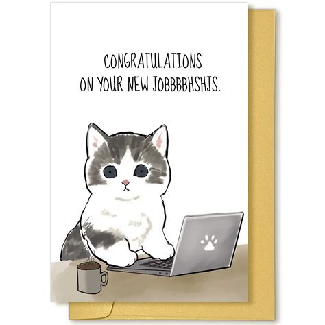 Buy Congratulations On Your New Job Card, Funny Cat New Job Card, New ...