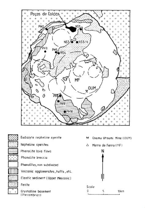 Figure A15-1: Simplified geological map of the Poços de Caldas caldera ...