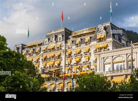 Switzerland, Montreux, Grand Hotel Suisse-Majestic Stock Photo - Alamy