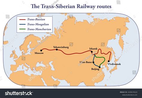 Trans-siberian Railway Route Map Stock Illustration 2229174123 ...