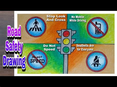 Road safety week Poster / Road Safety / Road Safety Drawing - YouTube