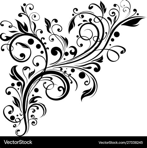 Black floral branch decorative filigree design Vector Image